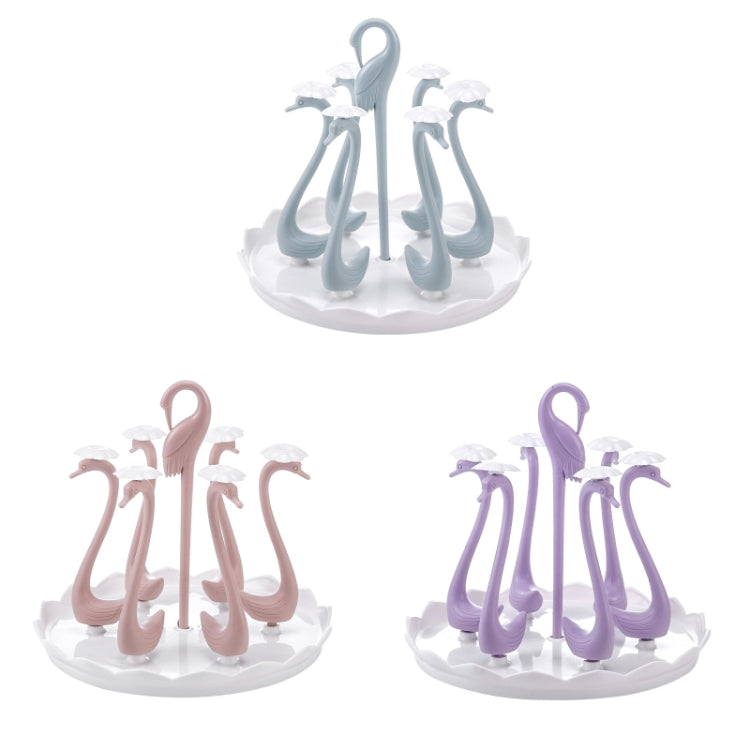 Home Portable Drainer Cup Holder With Rotatable Tray, Specification: Six Cups(Light Pink)