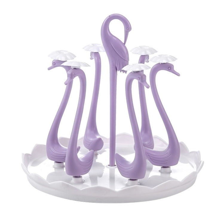 Home Portable Drainer Cup Holder With Rotatable Tray, Specification: Six Cups(Purple)