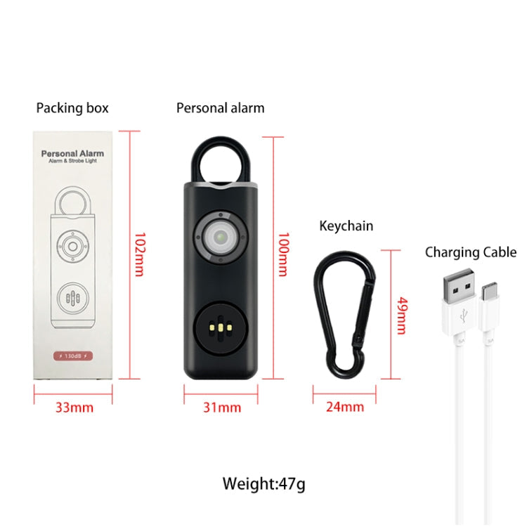 Anti-wolf Alarm Rechargeable Female Student Self-defense Keychain(Black)