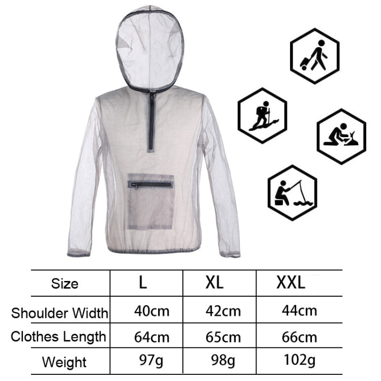 Jungle Expedition Breathable Insect-proof Jacket With Hood Anti-bite Mesh Gauze Cloth, Size: L