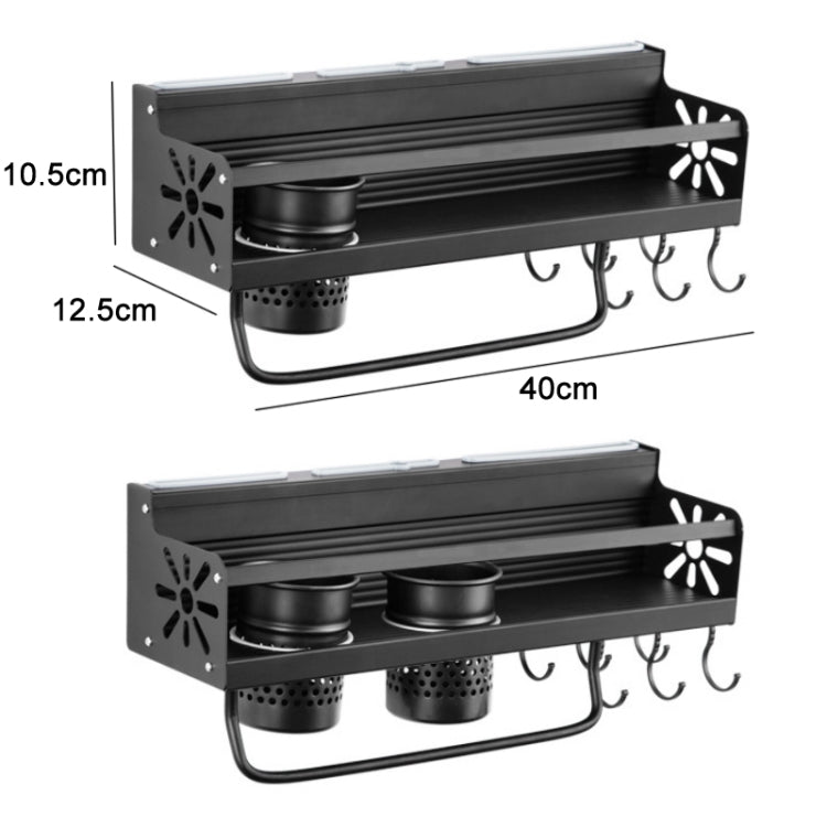 Kitchen Wall Mounted Seasoning Bottle Knife Storage Rack, Specifications A1 40cm One Cup 6 Hook