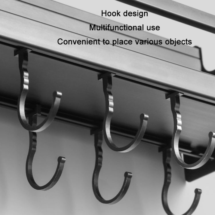 Kitchen Wall Mounted Seasoning Bottle Knife Storage Rack, Specifications B2 50cm Two Cup 8 Hook