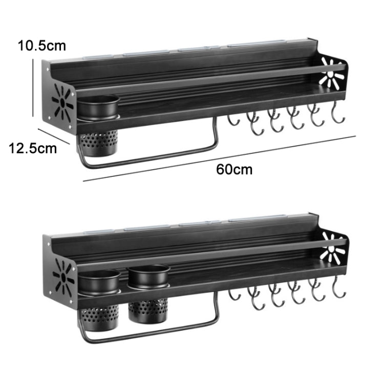 Kitchen Wall Mounted Seasoning Bottle Knife Storage Rack, Specifications C2 60cm Two Cup 10 Hook