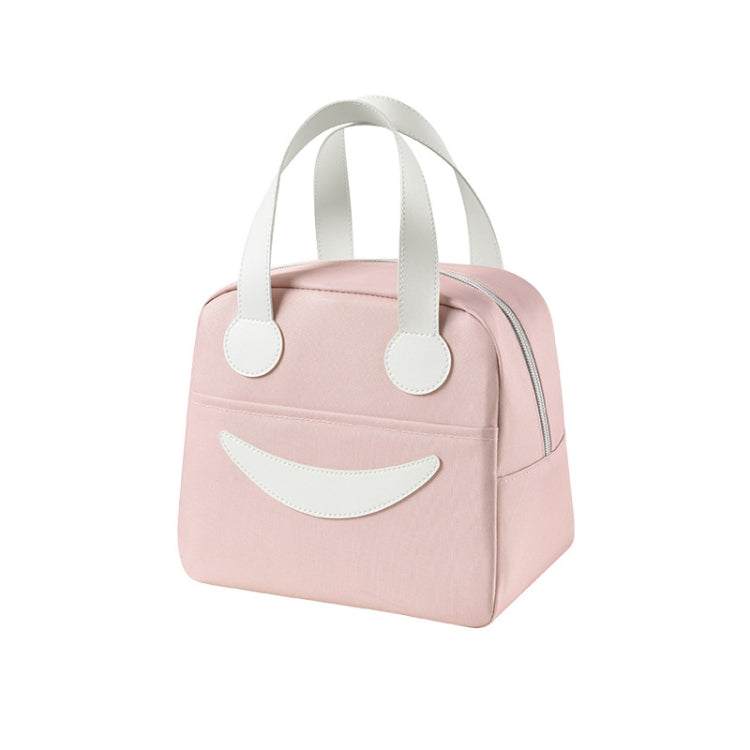 Smile Lunch Bag with Leather Handles, Size: S (Pink)