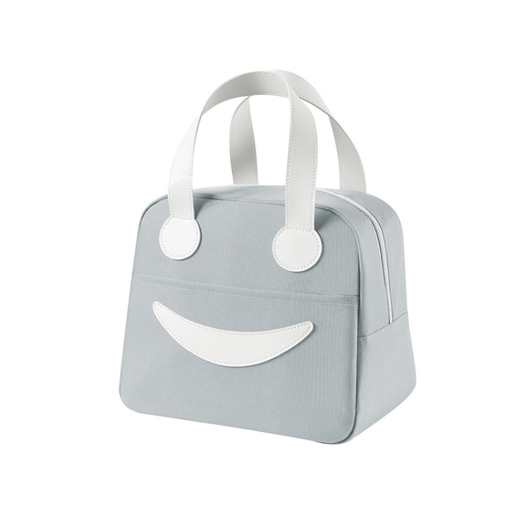 Smile Lunch Bag with Leather Handles, Size: S (Gray)