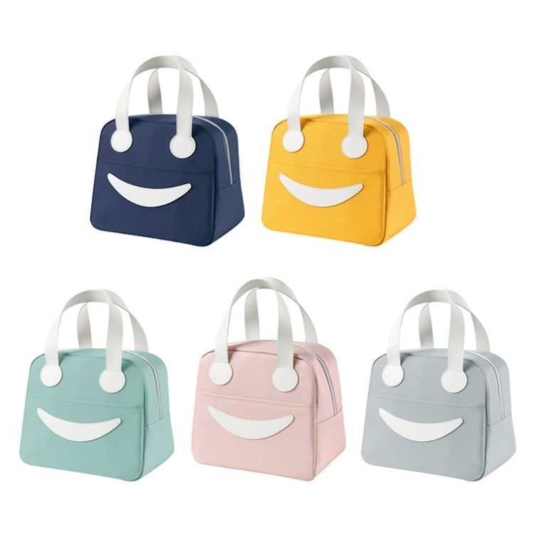 Smile Lunch Bag with Leather Handles, Size: S (Gray)