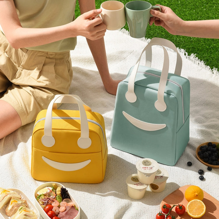 Smile Lunch Bag with Leather Handles, Size: S (Gray)