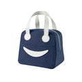 Smile Lunch Bag with Leather Handles, Size: S (Navy Blue)