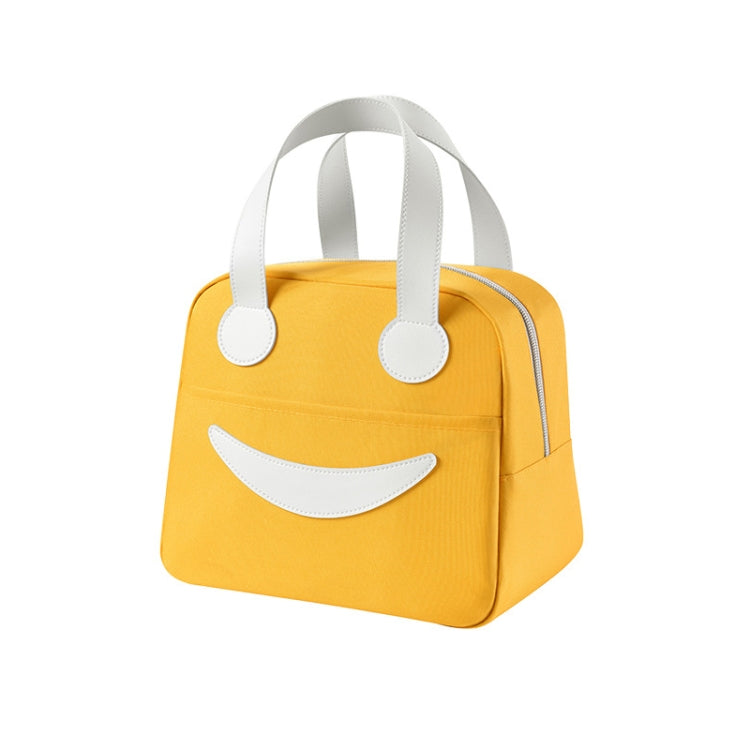 Smile Lunch Bag with Leather Handles, Size: S (Yellow)