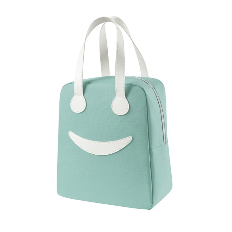 Smile Lunch Bag with Leather Handles, Size: L (Green)