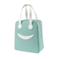 Smile Lunch Bag with Leather Handles, Size: L (Green)