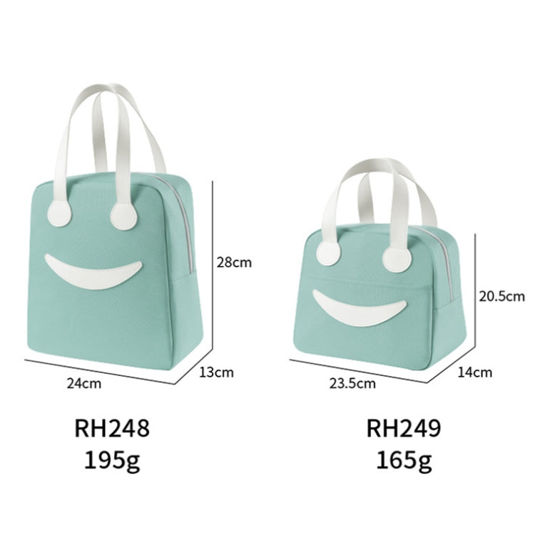 Smile Lunch Bag with Leather Handles, Size: L (Green)