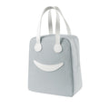 Smile Lunch Bag with Leather Handles, Size: L (Gray)