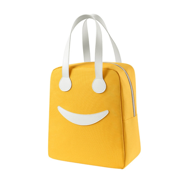 Smile Lunch Bag with Leather Handles, Size: L (Yellow)