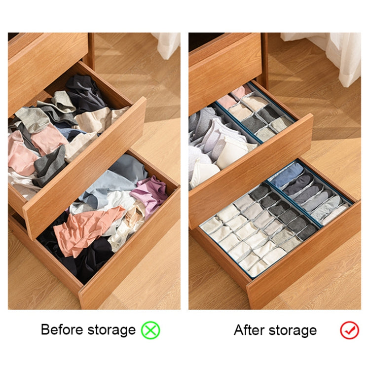 Foldable Drawer Clothes Storage Box, Spec: 24 Grids (Linen)