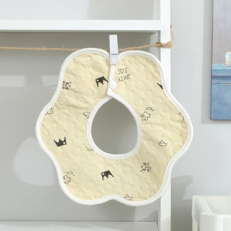 2 PCS Thin Cotton Gauze Waterproof Soft 360 Degree Rotating Baby Bib(Yellow)