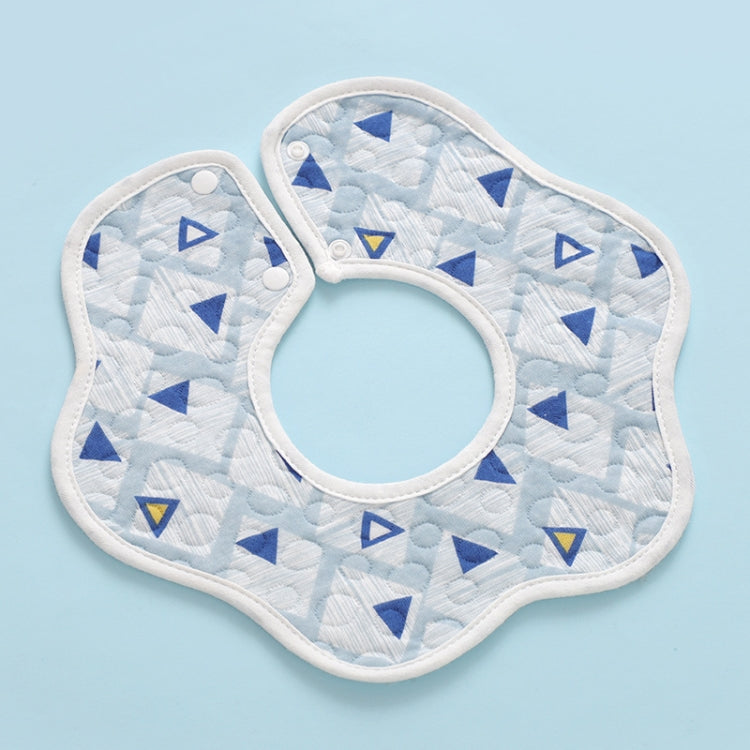 2 PCS Thin Cotton Gauze Waterproof Soft 360 Degree Rotating Baby Bib(Blue Triangle)