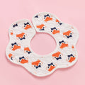 2 PCS Thin Cotton Gauze Waterproof Soft 360 Degree Rotating Baby Bib(Fox)