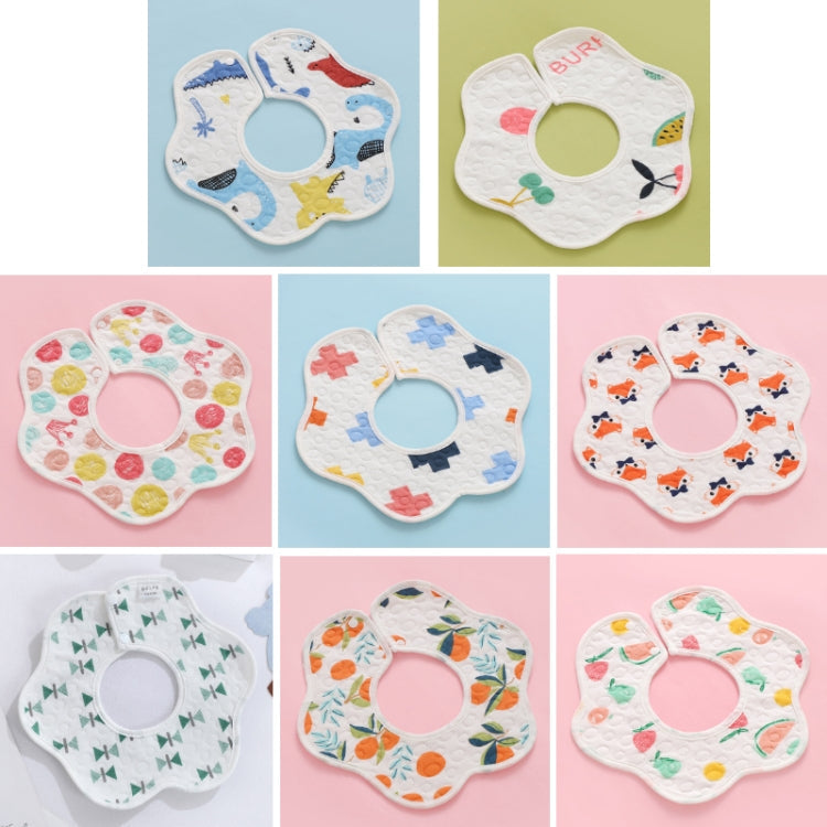 2 PCS Thin Cotton Gauze Waterproof Soft 360 Degree Rotating Baby Bib(Fox)