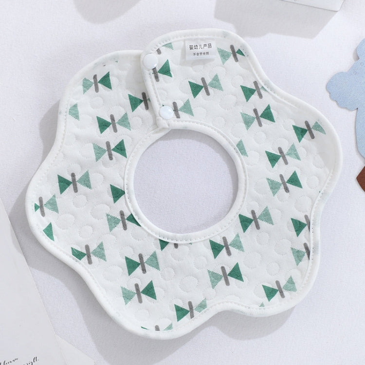 2 PCS Thin Cotton Gauze Waterproof Soft 360 Degree Rotating Baby Bib(Green Triangle)