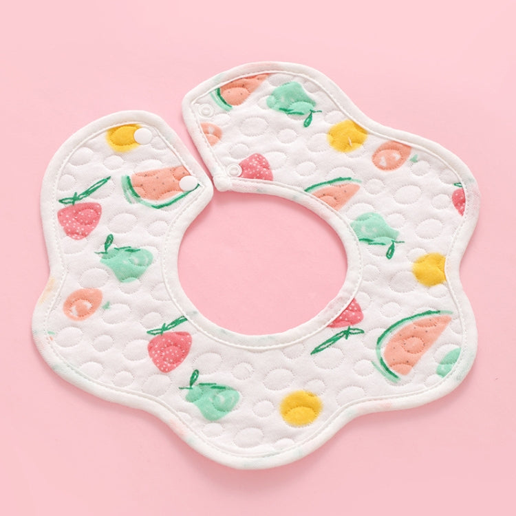 2 PCS Thin Cotton Gauze Waterproof Soft 360 Degree Rotating Baby Bib(Fruit Paradise)