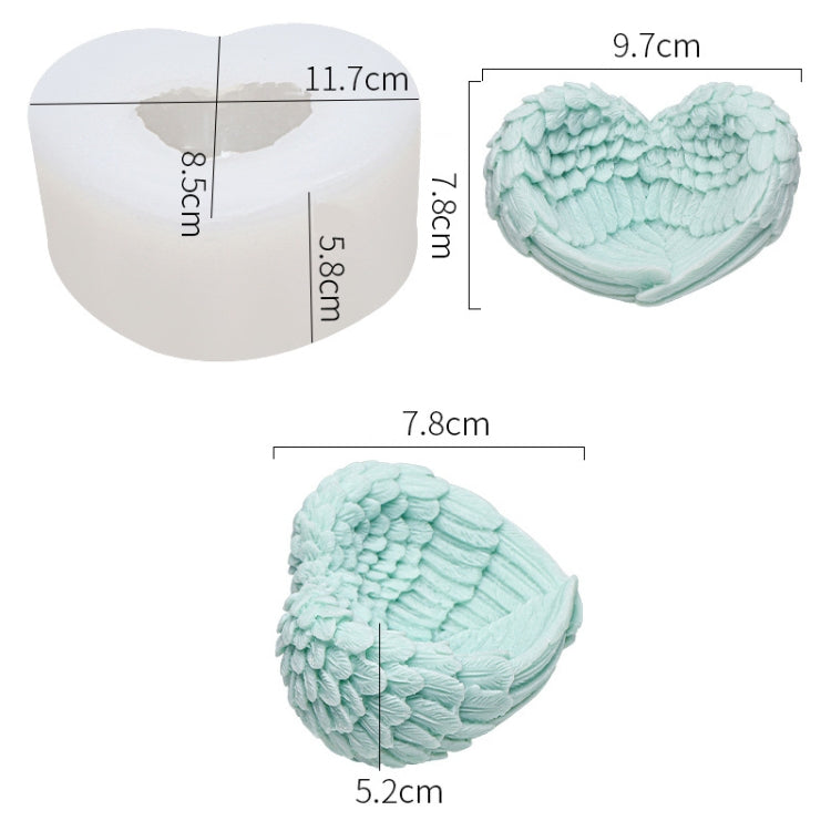 Heart Shaped Angel Wings Silicone Mold Baking Ice Cream Candle Aromatherapy Mold, Specification: L