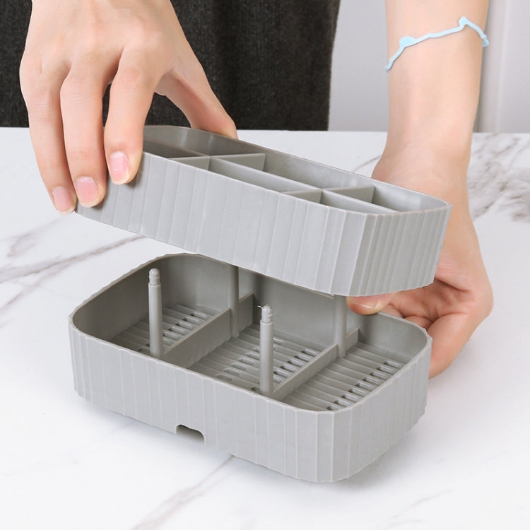 Kitchen Spoon Knife Rack Draining Chopsticks Cage Multifunctional Storage Box(Grey)