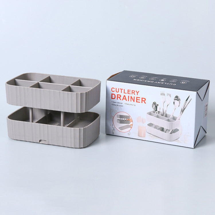Kitchen Spoon Knife Rack Draining Chopsticks Cage Multifunctional Storage Box(Grey)