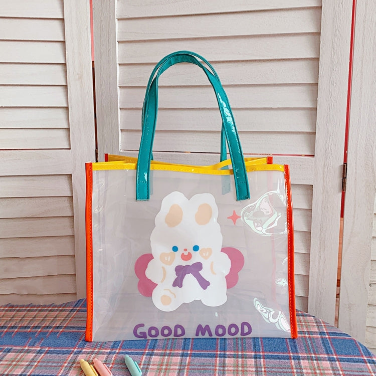 Summer Girl Jelly Bag Cartoon Transparent Shoulder Bag Waterproof Beach Bag(4 Wing Rabbit)