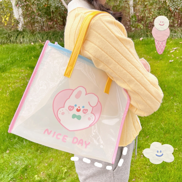 Summer Girl Jelly Bag Cartoon Transparent Shoulder Bag Waterproof Beach Bag(4 Wing Rabbit)