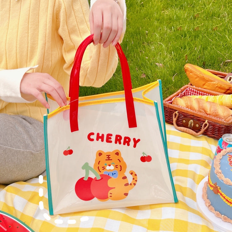 Summer Girl Jelly Bag Cartoon Transparent Shoulder Bag Waterproof Beach Bag(1 Cherry Tiger)