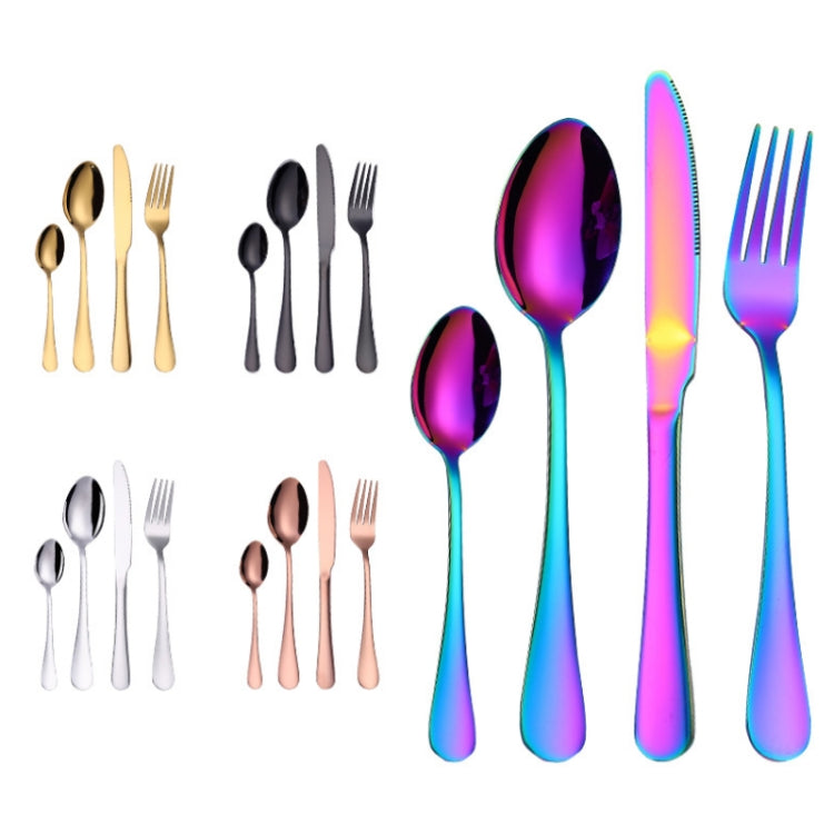 4PCS/Set Stainless Steel Western Steak Fork Spoon Knife Set, Color: True Color