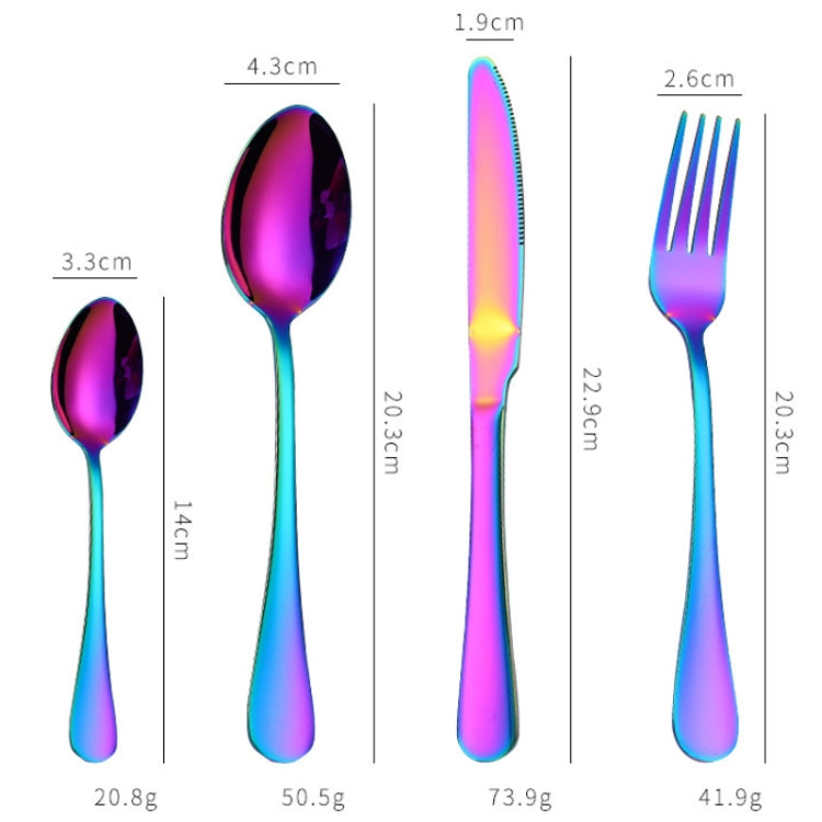 4PCS/Set Stainless Steel Western Steak Fork Spoon Knife Set, Color: True Color