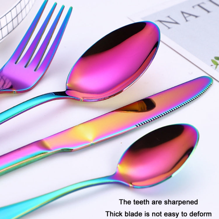 4PCS/Set Stainless Steel Western Steak Fork Spoon Knife Set, Color: Black