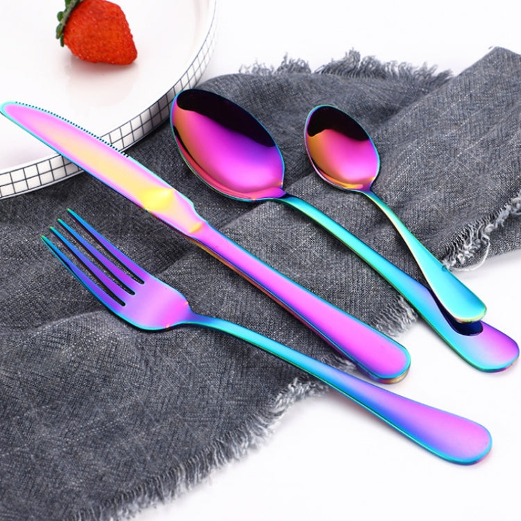 4PCS/Set Stainless Steel Western Steak Fork Spoon Knife Set, Color: Black