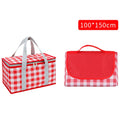 JY2209 Camping Moistureproof Portable Picnic Basket Set, Spec: Red White+150x100cm