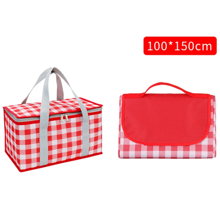 JY2209 Camping Moistureproof Portable Picnic Basket Set, Spec: Red White+150x100cm