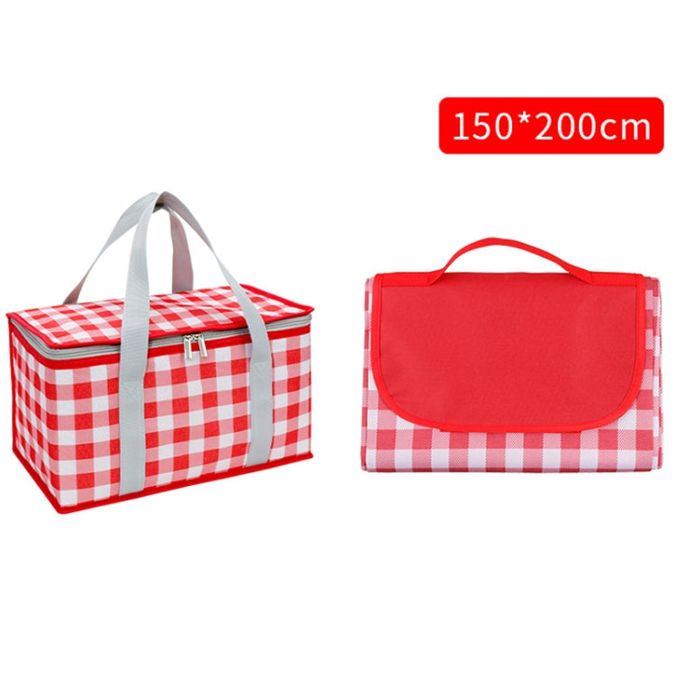 JY2209 Camping Moistureproof Portable Picnic Basket Set, Spec: Red White+150x200cm