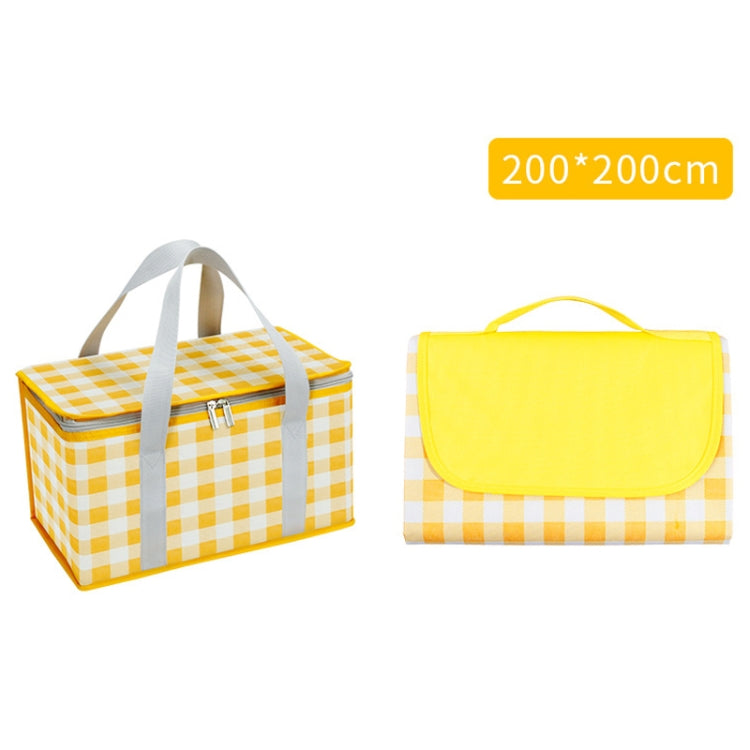 JY2209 Camping Moistureproof Portable Picnic Basket Set, Spec: Yellow White+200x200cm