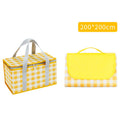 JY2209 Camping Moistureproof Portable Picnic Basket Set, Spec: Yellow White+200x200cm