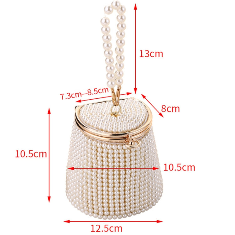 Pearl Evening Bag Mini Tote Pearl Bucket Bag, Color: Golden Bottom Beige Pearl