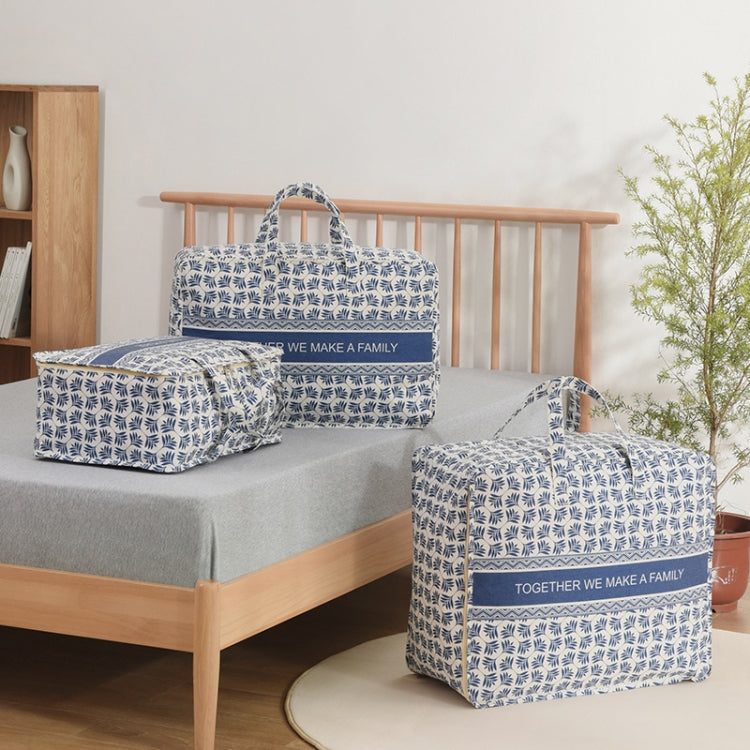 Portable Home Clothes Organizer Moving Bag, Specification: 60x40x24cm(White Base Blue Flower)