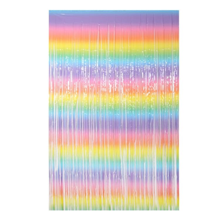 2 PCS 2M Birthday Party Decoration Background Rain Curtain(Rainbow Gradient)