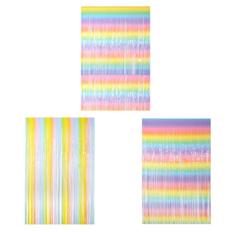 2 PCS 2M Birthday Party Decoration Background Rain Curtain(Vertical Bar Gradient)