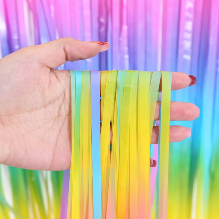 2 PCS 2M Birthday Party Decoration Background Rain Curtain(Vertical Bar Gradient)
