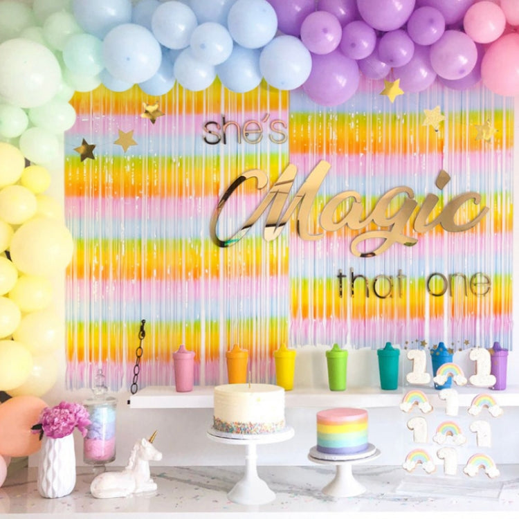 2 PCS 2M Birthday Party Decoration Background Rain Curtain(Vertical Bar Gradient)