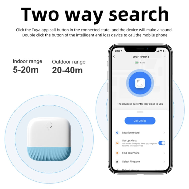 Wallet Key Finder Two Way Bluetooth Intelligent Anti-lost Device(Black)