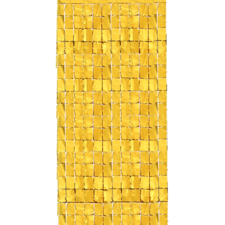 2 PCS 1x2M Square Rain Silk Door Curtain Birthday Party Background Wall Decoration(Golden)