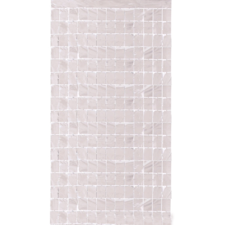 2 PCS 1x2M Square Rain Silk Door Curtain Birthday Party Background Wall Decoration(Silver)