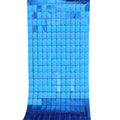 2 PCS 1x2M Square Rain Silk Door Curtain Birthday Party Background Wall Decoration(Beige Royal Blue)